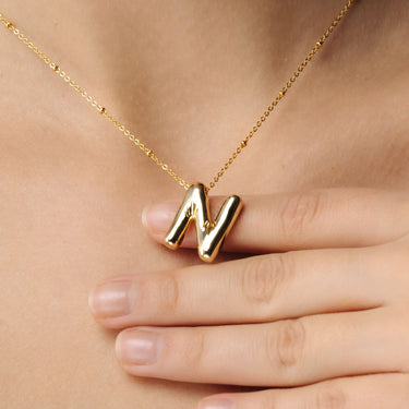 Gold Necklace for a Woman - Essential Initial Necklace - Woman Necklace - Bubble Letter Necklace Necklace Brother & Sisters